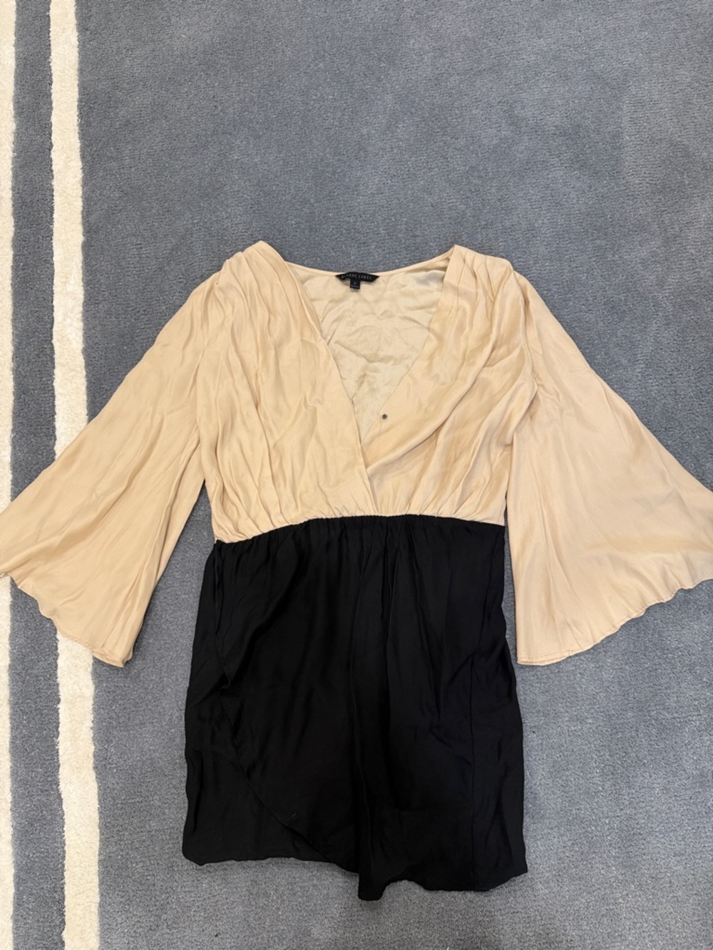 Champagne and black bell sleeved romper
